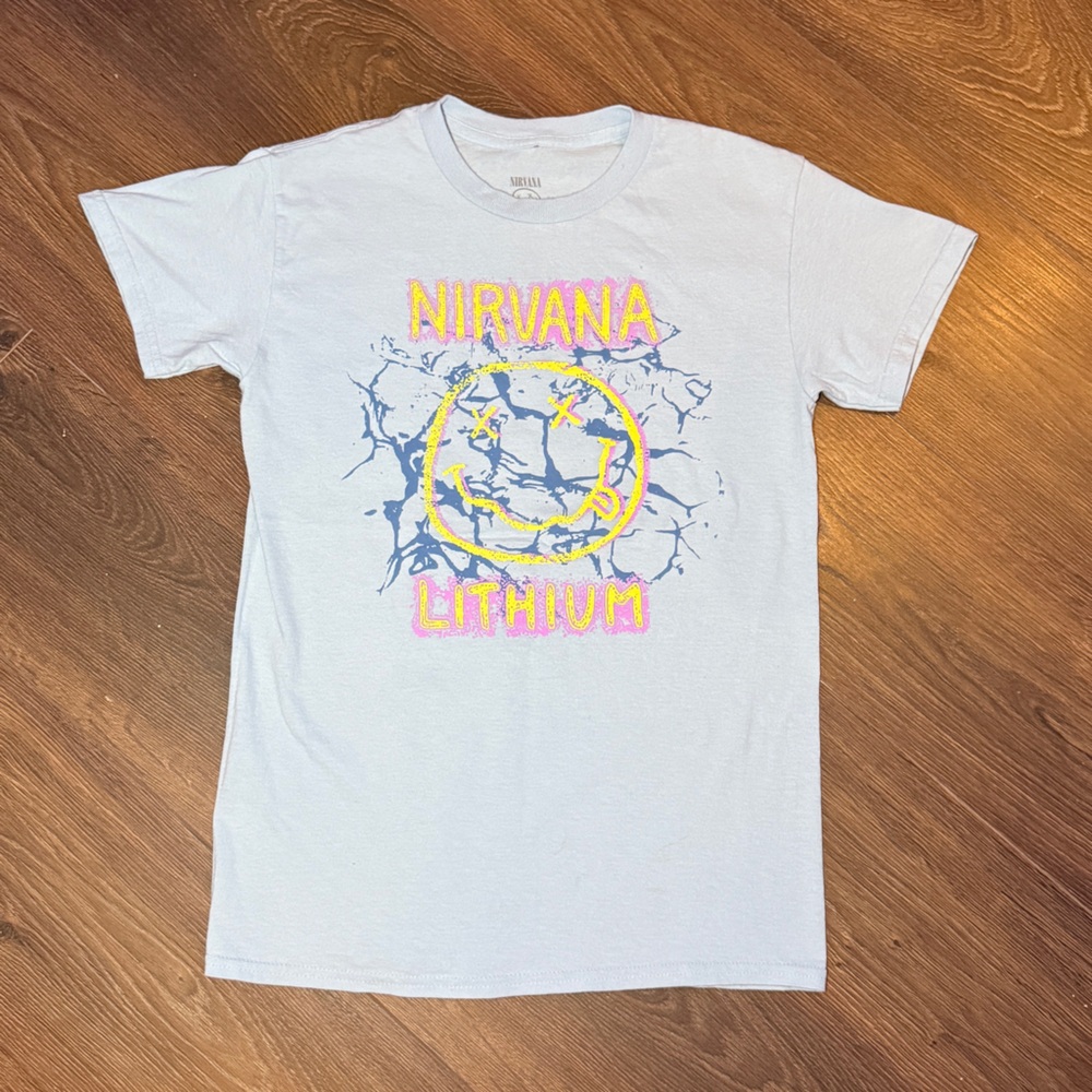 Nirvana “Lithium” Graphic T-Shirt – Light Blue